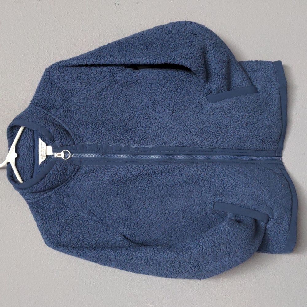PS petite small blue fluffy soft inside&out full zip up collar jacket w pockets
